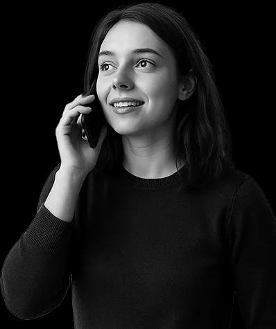 Woman talking with AI agent